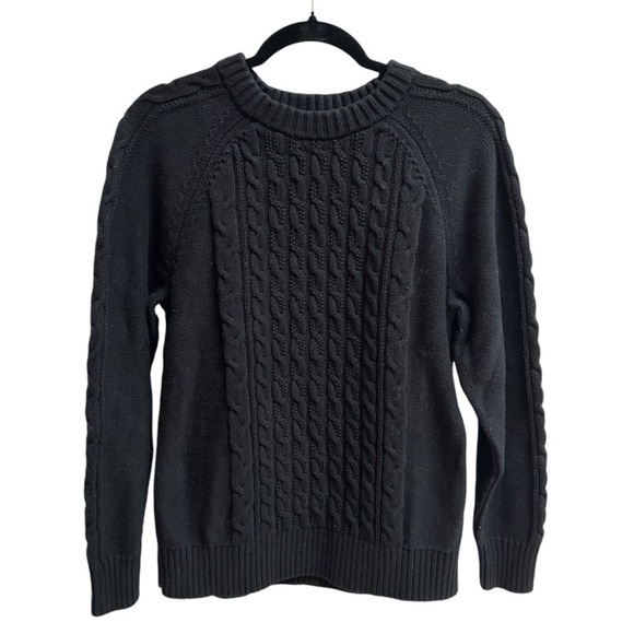 GAP Black Cable Knit Crewneck Sweater Maternity Women’s Medium - Picture 2 of 12